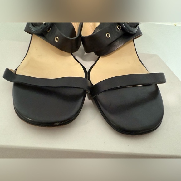JIMMY CHOO EU 40 Open Toe Ankle Strap BLACK LEATHER SANDALS Heels US 9-9.5 Italy - Picture 5 of 8